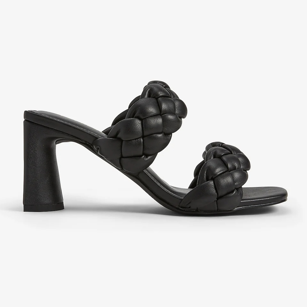 Braided Double Band Block Heel Sandals